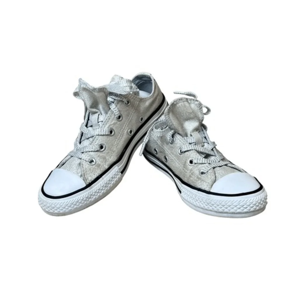 Converse All Stars CT OX Low Top‎ Sneaker Double Tongue Silver Junior 1 Metallic